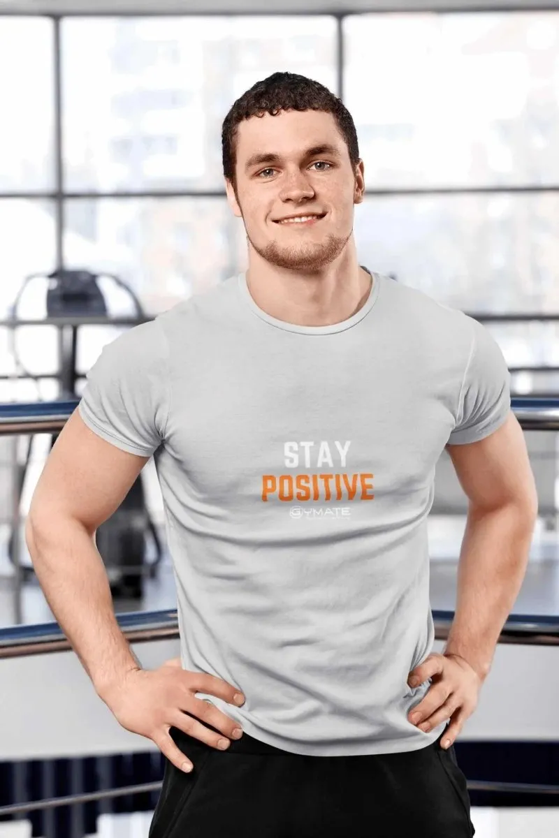 Mens Graphic T Shirts Slogan 'Stay Positive'