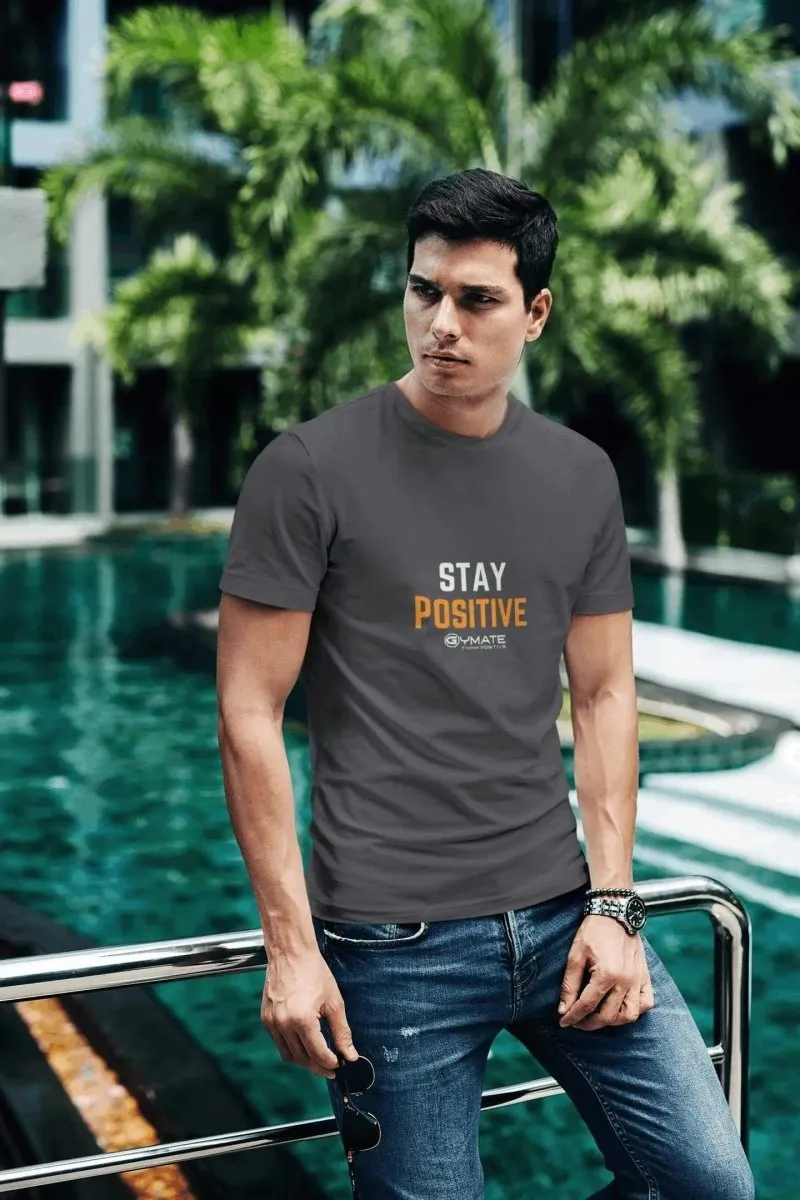 Mens Graphic T Shirts Slogan 'Stay Positive'