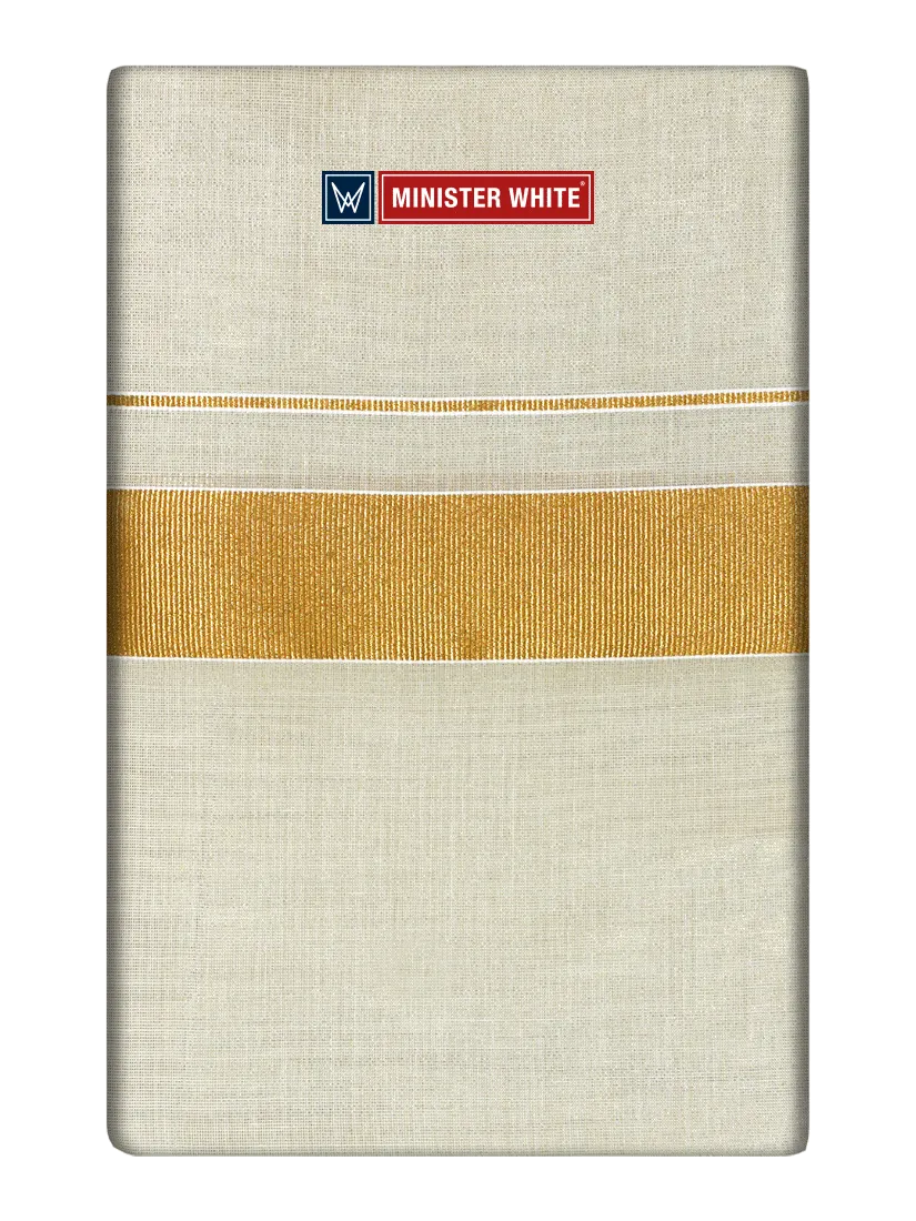 Mens Single Layer Tissue Cream Colour Dhoti with Jari Border- Spartan 80 K