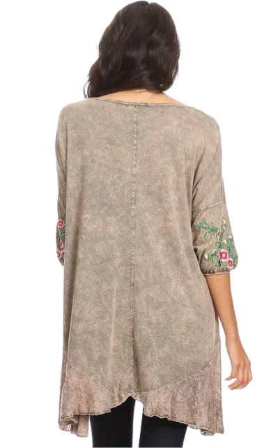 Mineral Embroidered Sleeve Tunic - Cappucino