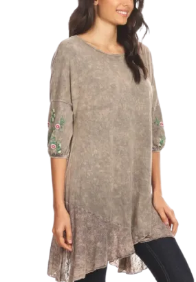 Mineral Embroidered Sleeve Tunic - Cappucino