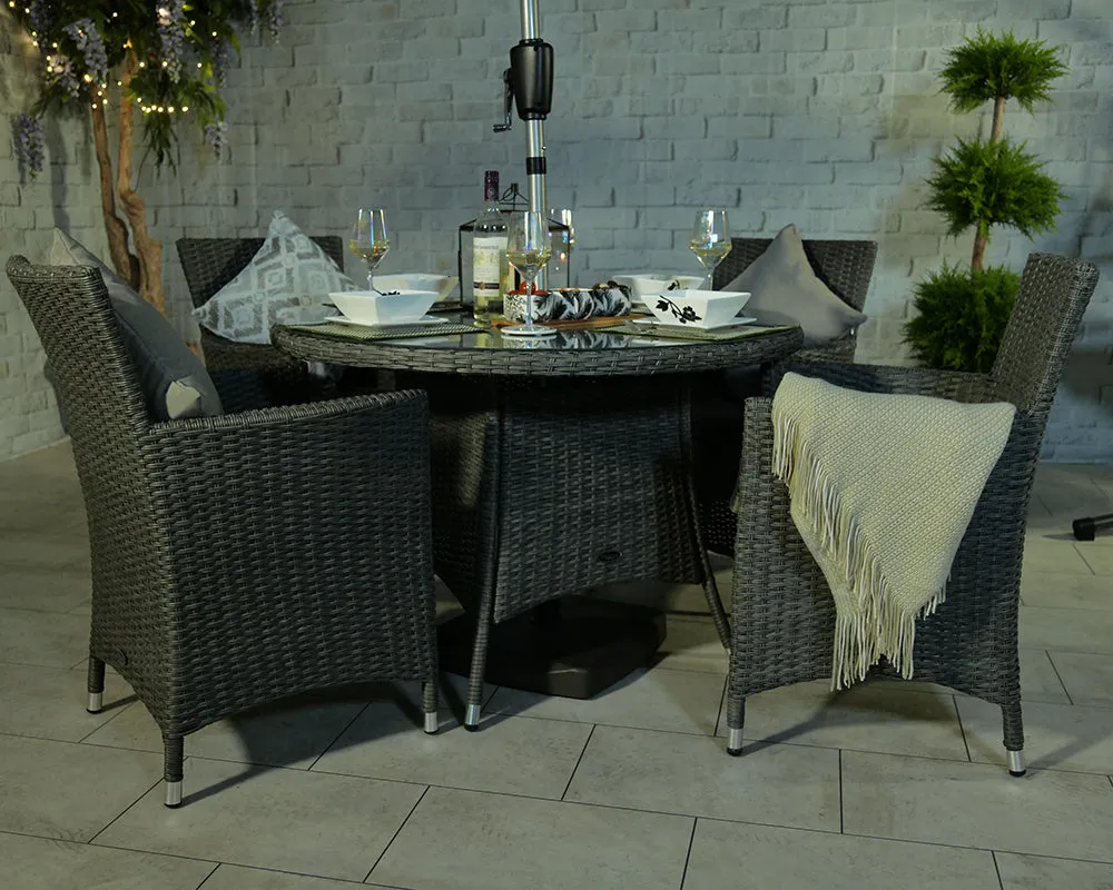 Mirage Rattan- 4 or 6 Seater Round Dining Set- Grey Or Cream