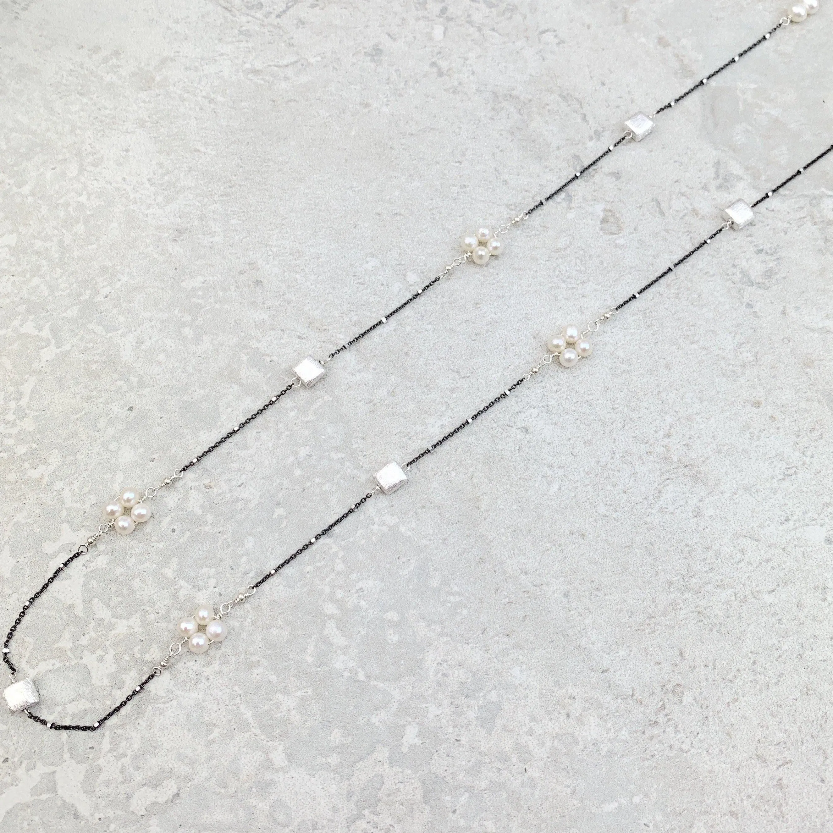 Mixed Metal and Pearls Mid Length Necklace