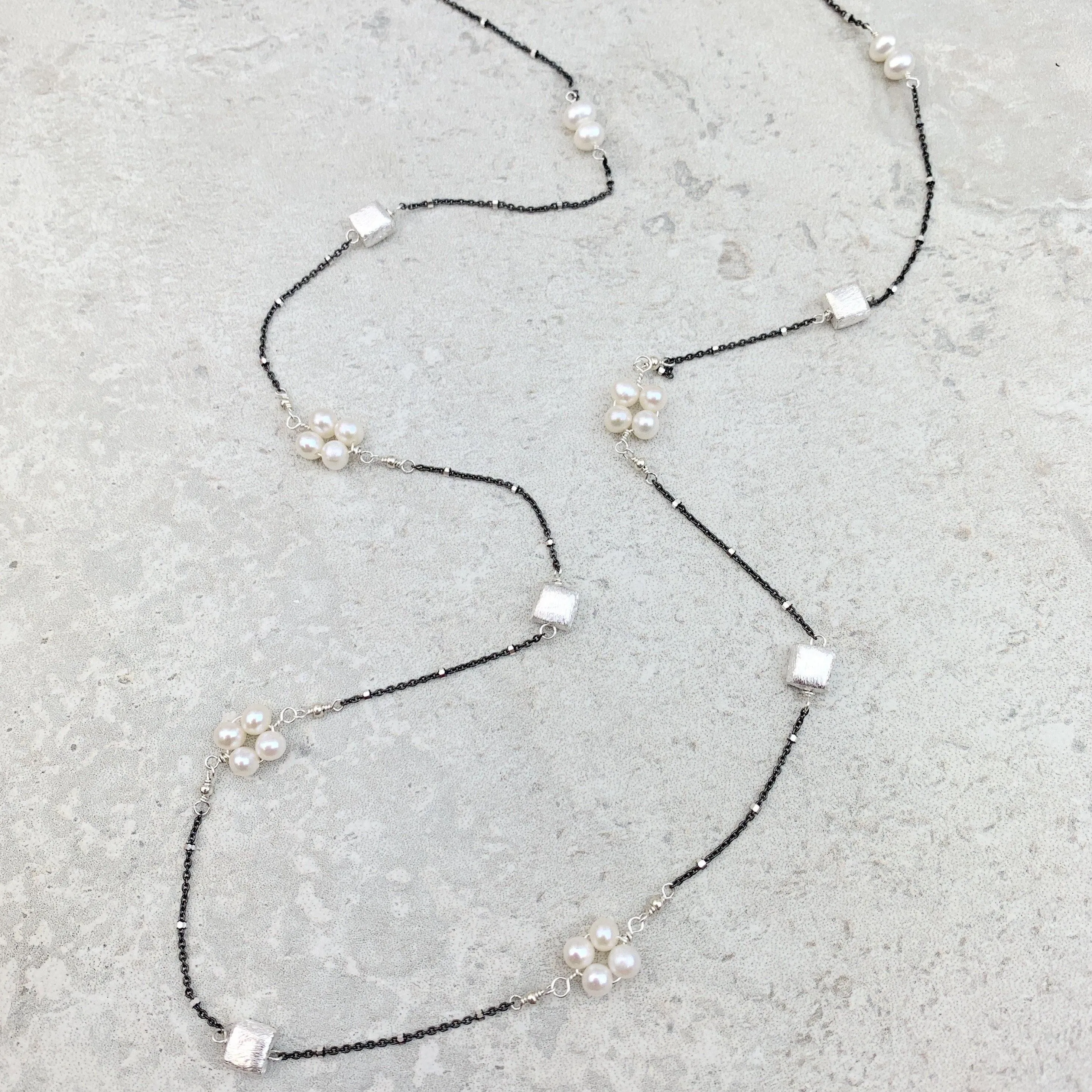 Mixed Metal and Pearls Mid Length Necklace