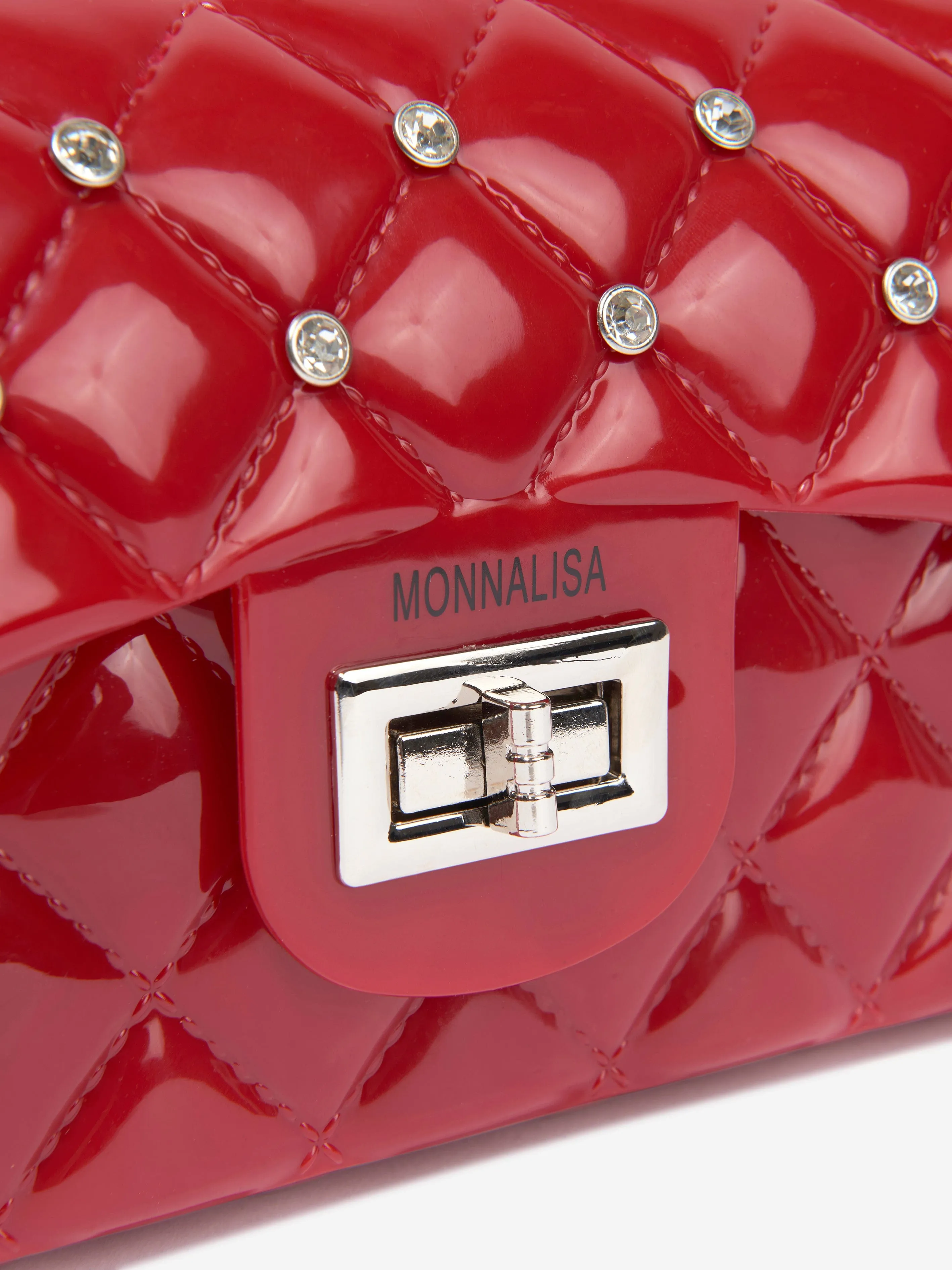 Monnalisa Girls Diamante Quilted Bag in Red