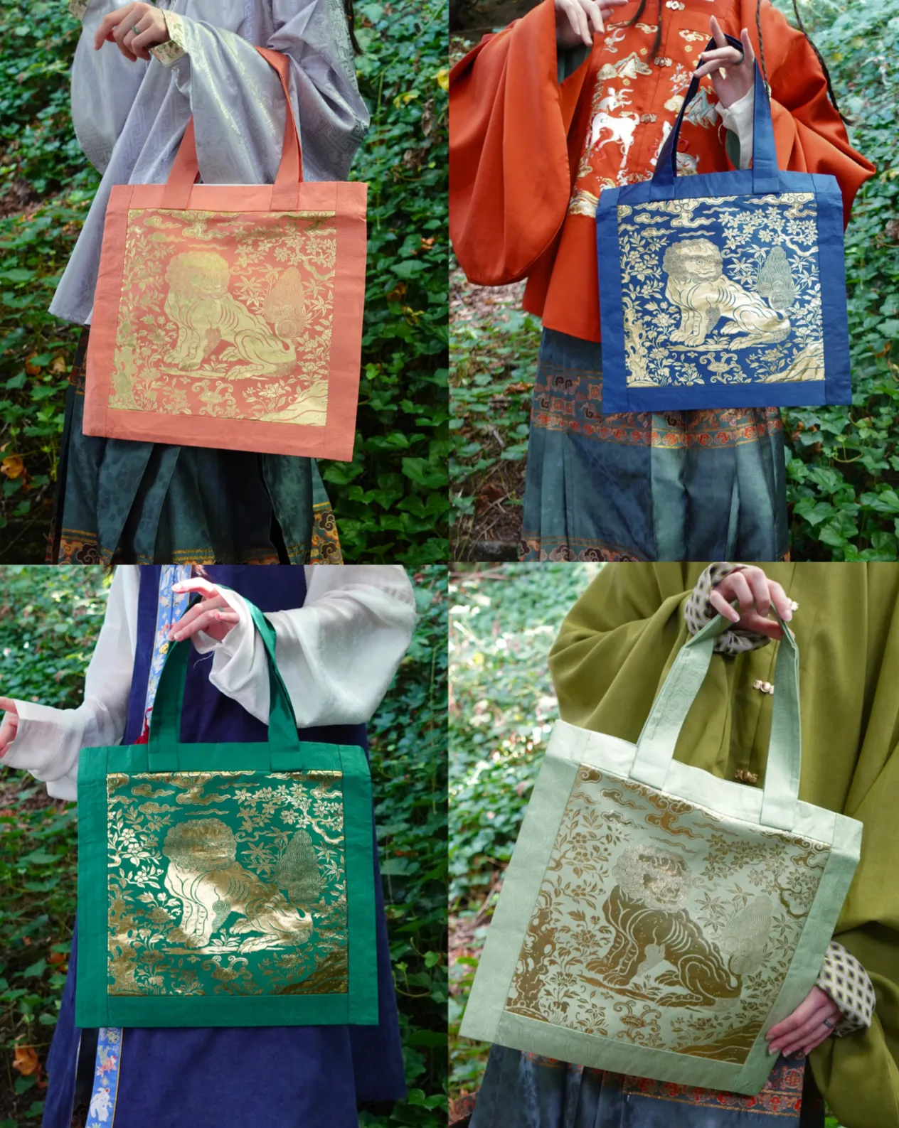 Mooncake Gift Box & Lion Tote Bag Set | 12 Piece Set, 4 Flavors, 1 Tote | Kiki Bakery x Nüwa Hanfu