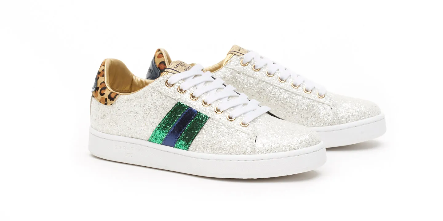 My Fashion Tribu x Serafini J.Connors White Glitter Trainers