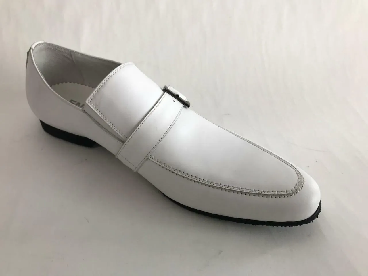 New Encore Fiesso White Buckle Slip On Dress Shoes FI 3225