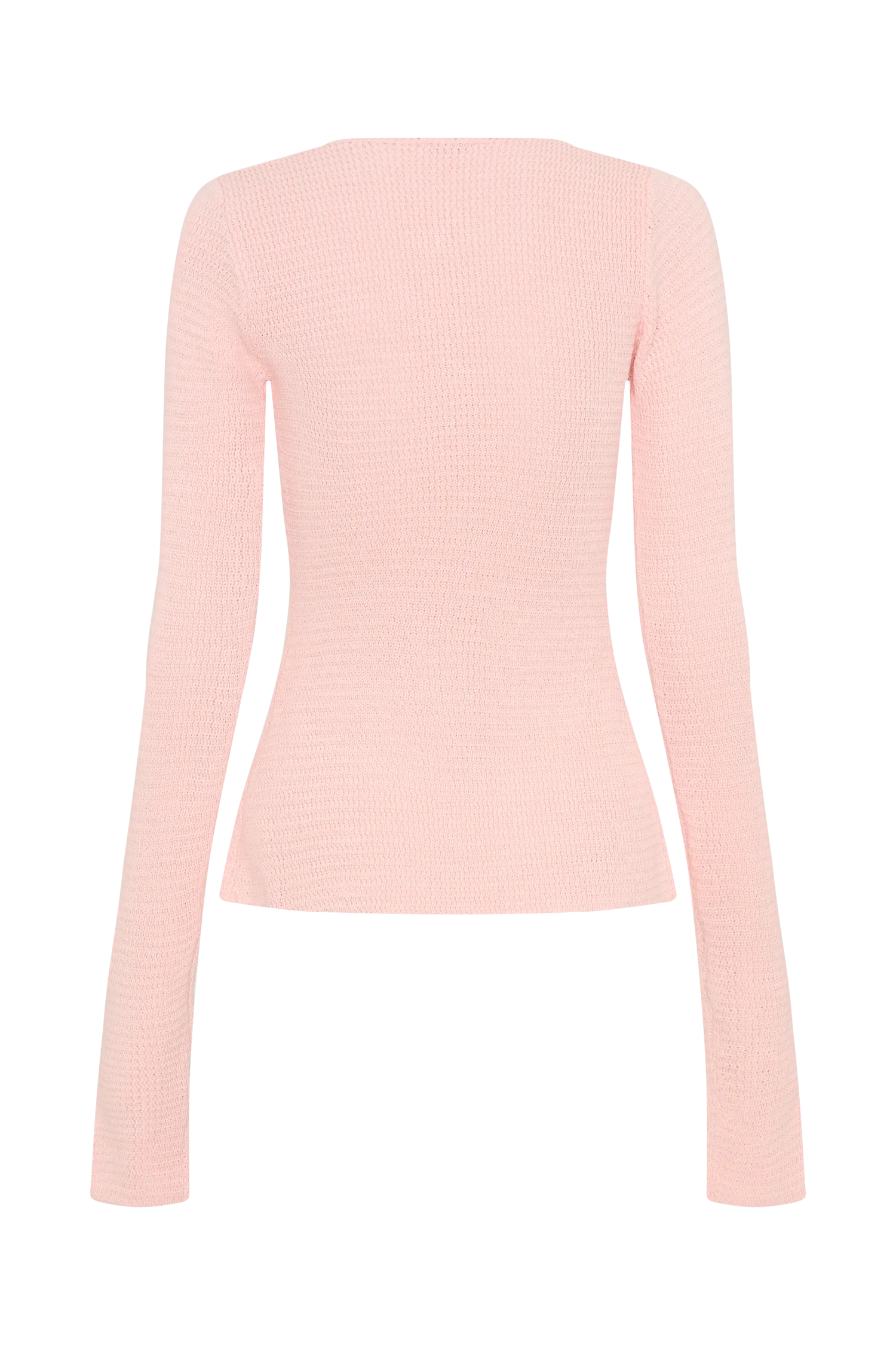 Noah Knit Tie Long Sleeve Top - Baby Pink