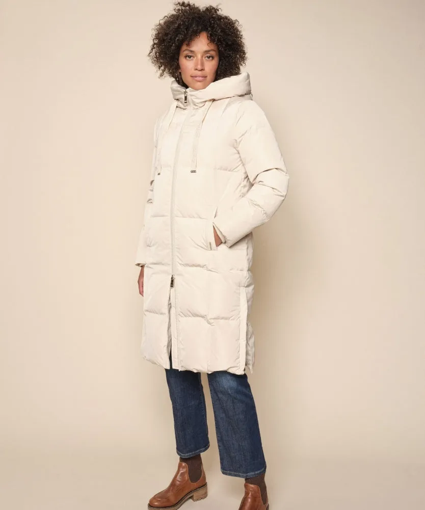 Nova Square Down Coat - Dunfrakke - Wood Ash - Offwhite - Mos Mosh