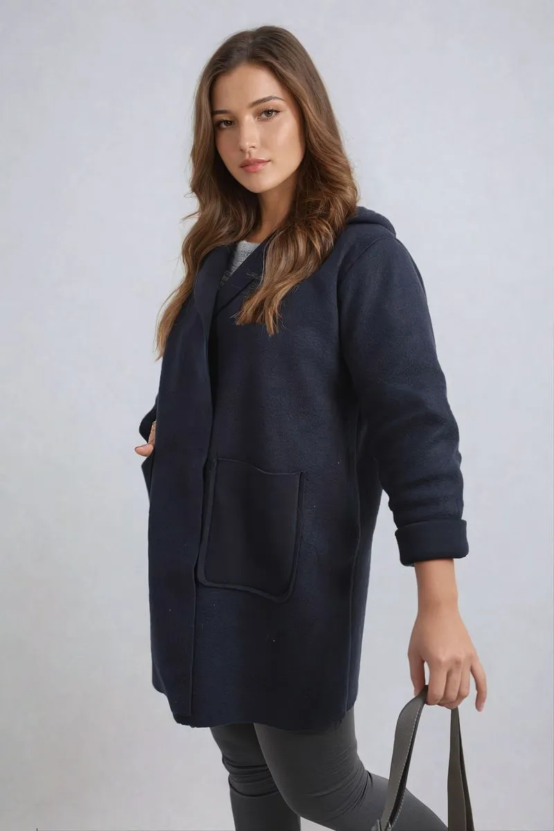 Open Front Folded Sleeve Jacket with Pockets