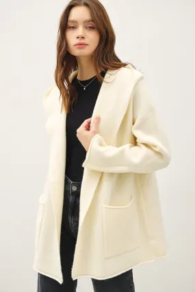 Open Front Hooded Cardigan