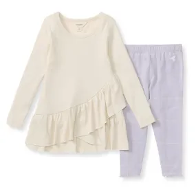 Organic Cotton Ribbed Top and Pants Set - Oat