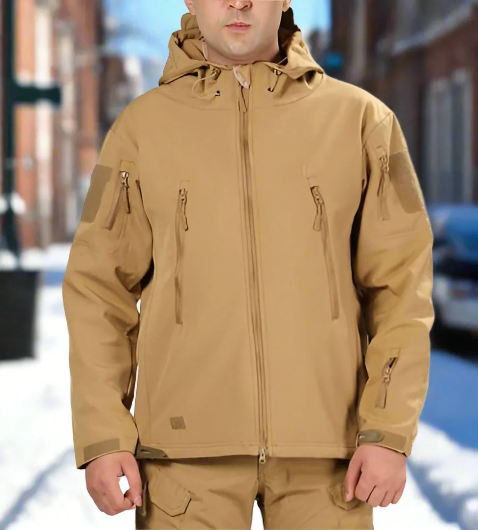 Outdoor Warm Shark Skin Soft Shell Special Tactical Training Plush Thickened Waterproof Windproof Jacket - S5206071