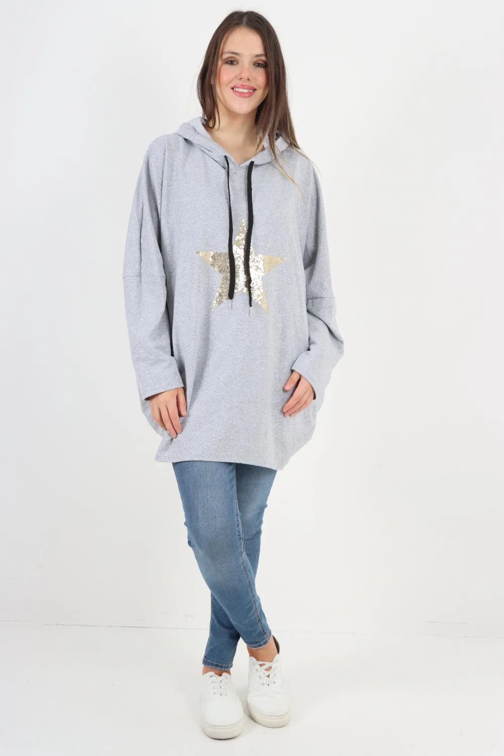 Oversized Sequence Star Hoodie Top