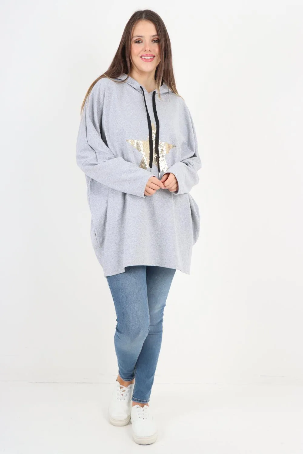 Oversized Sequence Star Hoodie Top