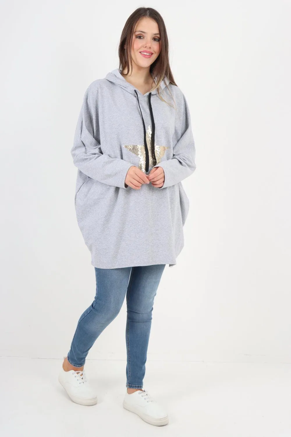 Oversized Sequence Star Hoodie Top