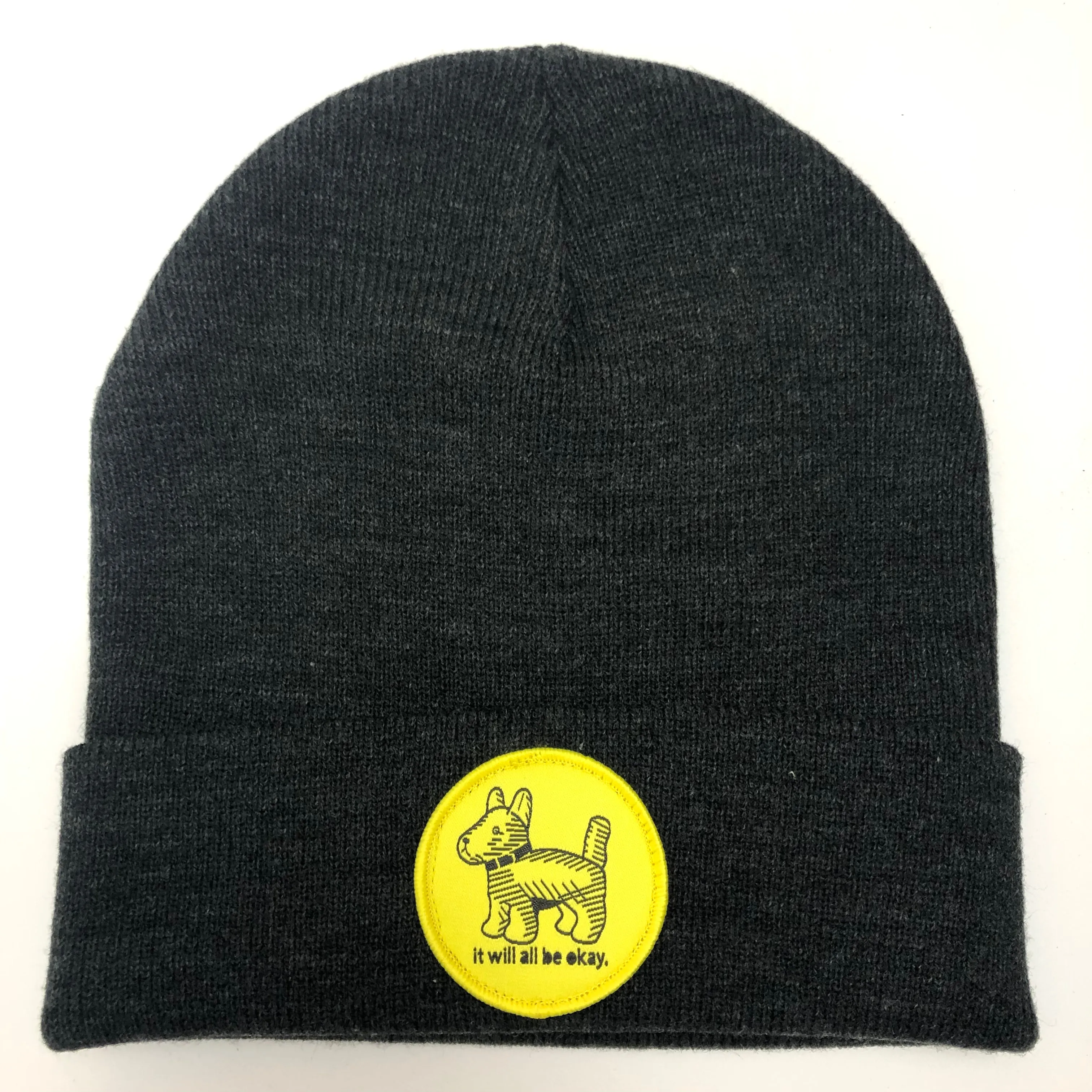 Overwhelmed Dog Beanie - Charcoal Grey