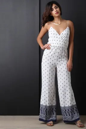 Paisley Print Surplice Top Jumpsuit