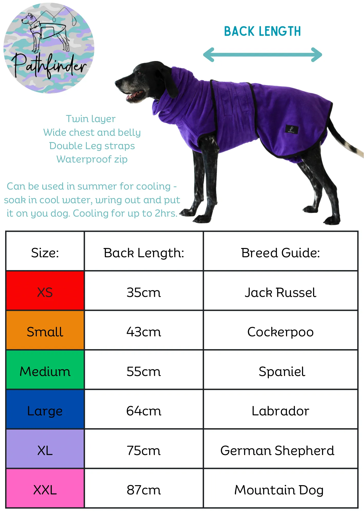 Pathfinder Dog Drying Coat - Royal Purple