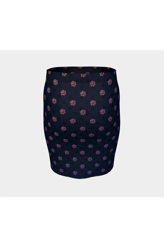 Paw Print Fitted Skirt