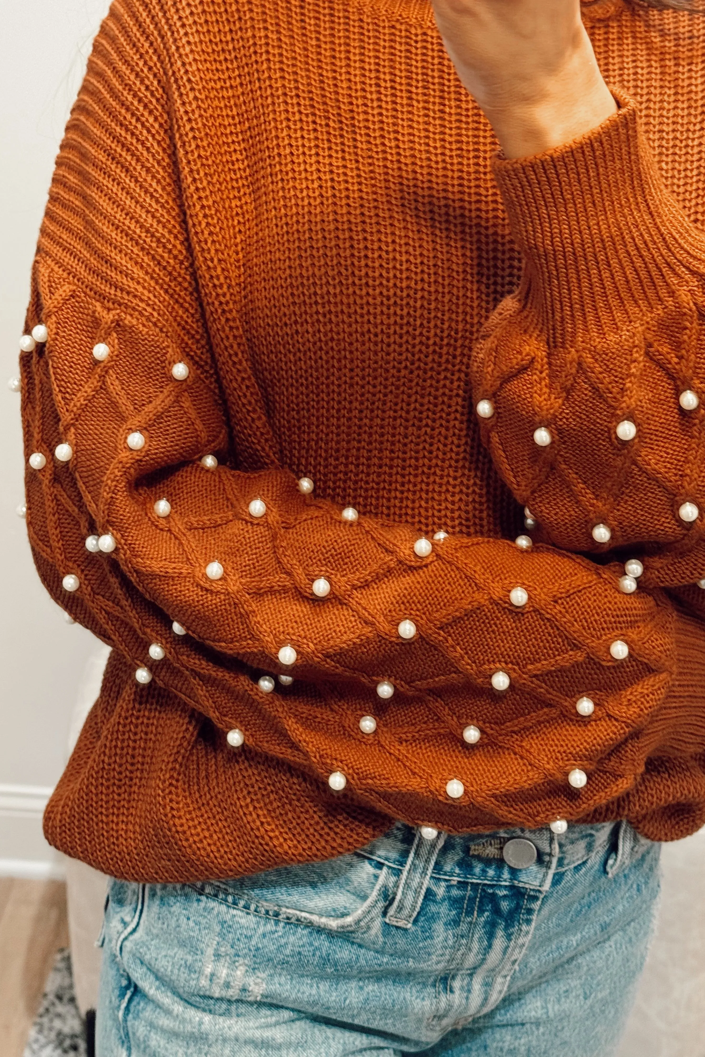 Pearl Drop Shoulder Sweater