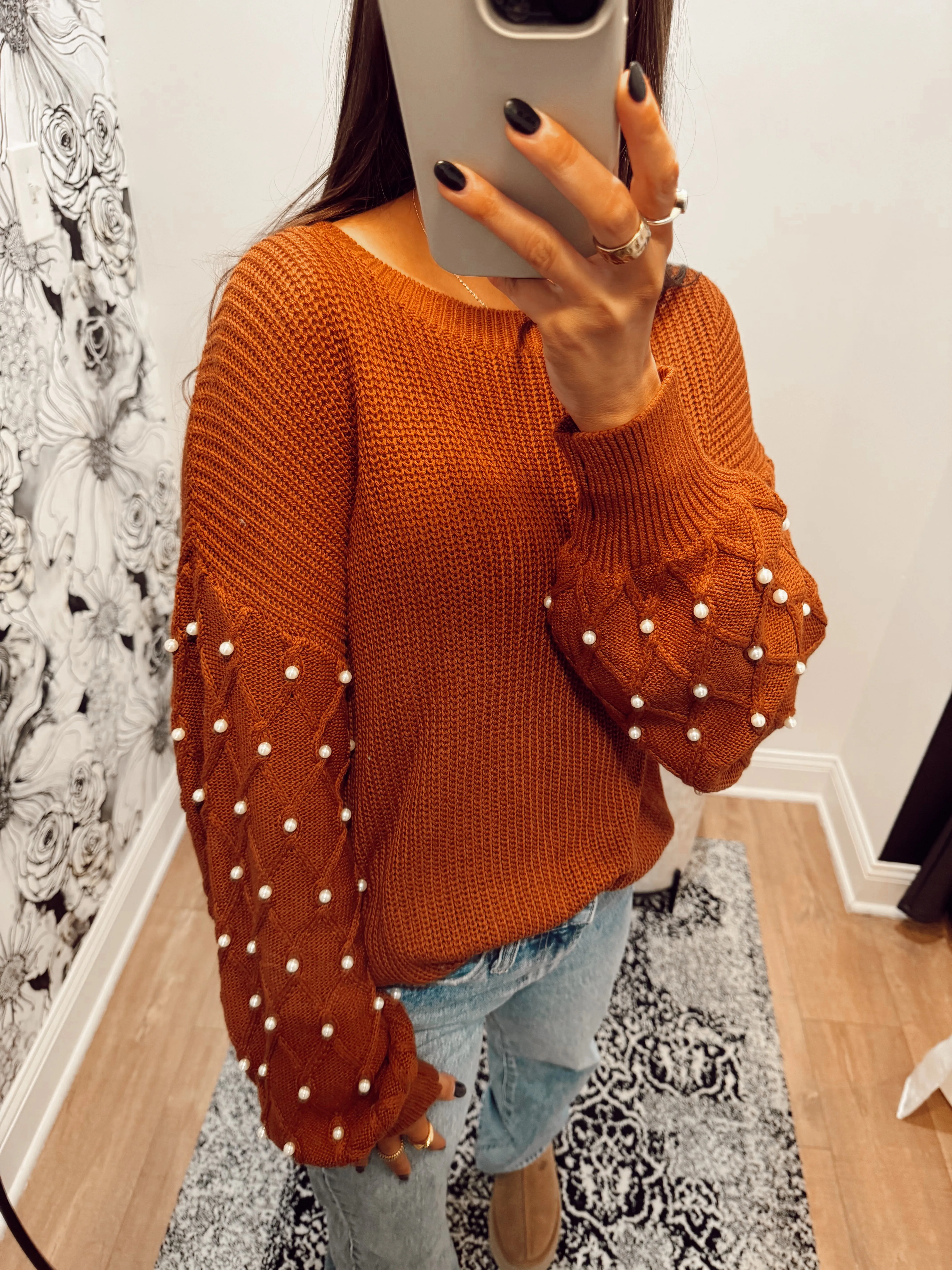 Pearl Drop Shoulder Sweater