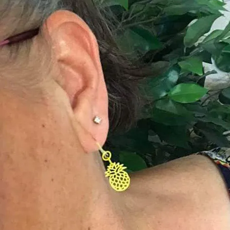 Pineapple Dangles Hypoallergenic Earrings for Sensitive Ears Made with Plastic Posts