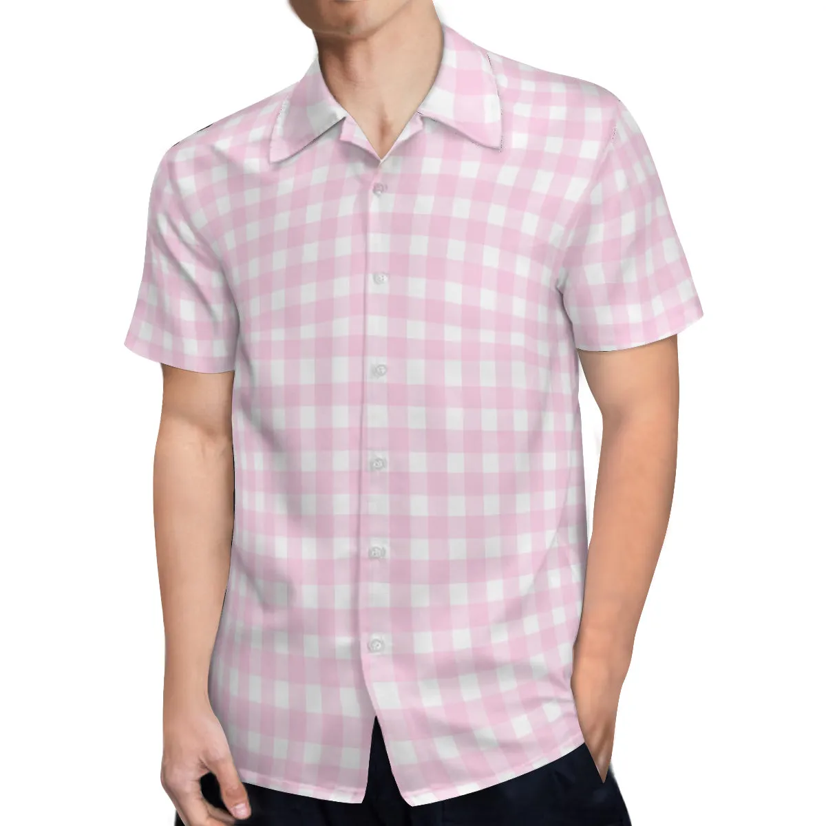 Pink Gingham Shirt Men, Retro Shirt Men, Pink Shirt Men, Vintage Style Shirt Men, Pink Top Men, Men's Gingham Shirt