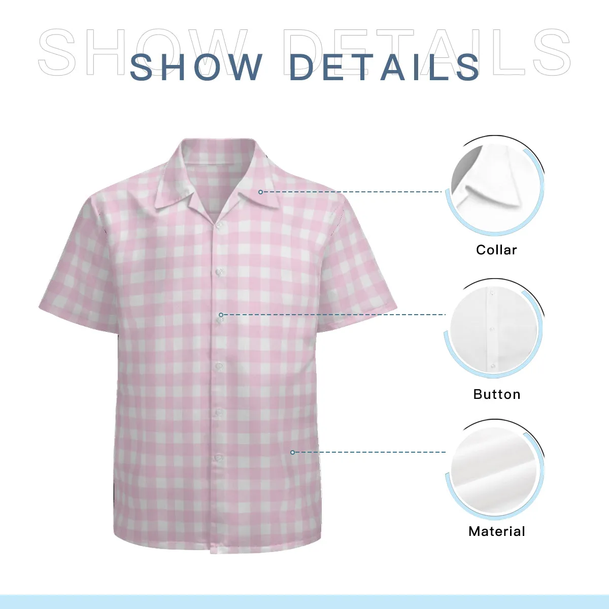 Pink Gingham Shirt Men, Retro Shirt Men, Pink Shirt Men, Vintage Style Shirt Men, Pink Top Men, Men's Gingham Shirt