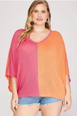 PINK/ORANGE TWO TONED TOP