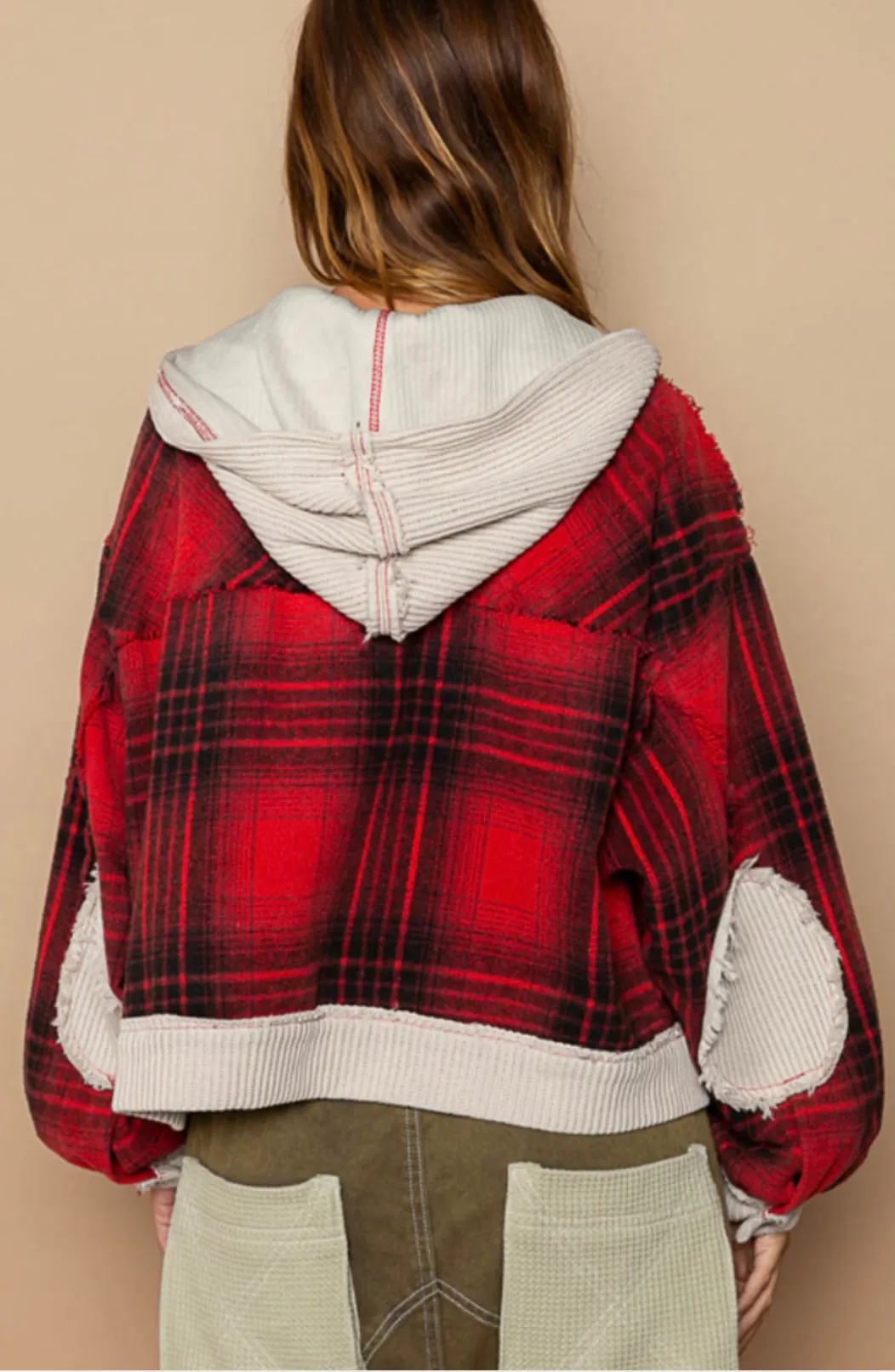 Plaid Crop Hoodie Jacket