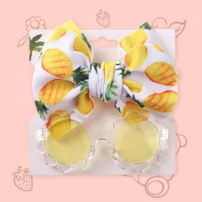 Polka Tots Free Size Pineapple Bow Headband & Sunglass Set - Yellow