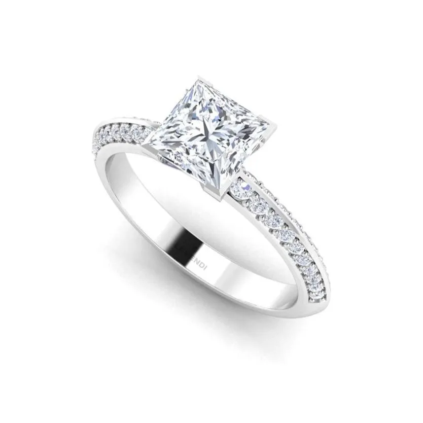 Princess Double Row Engagement Ring