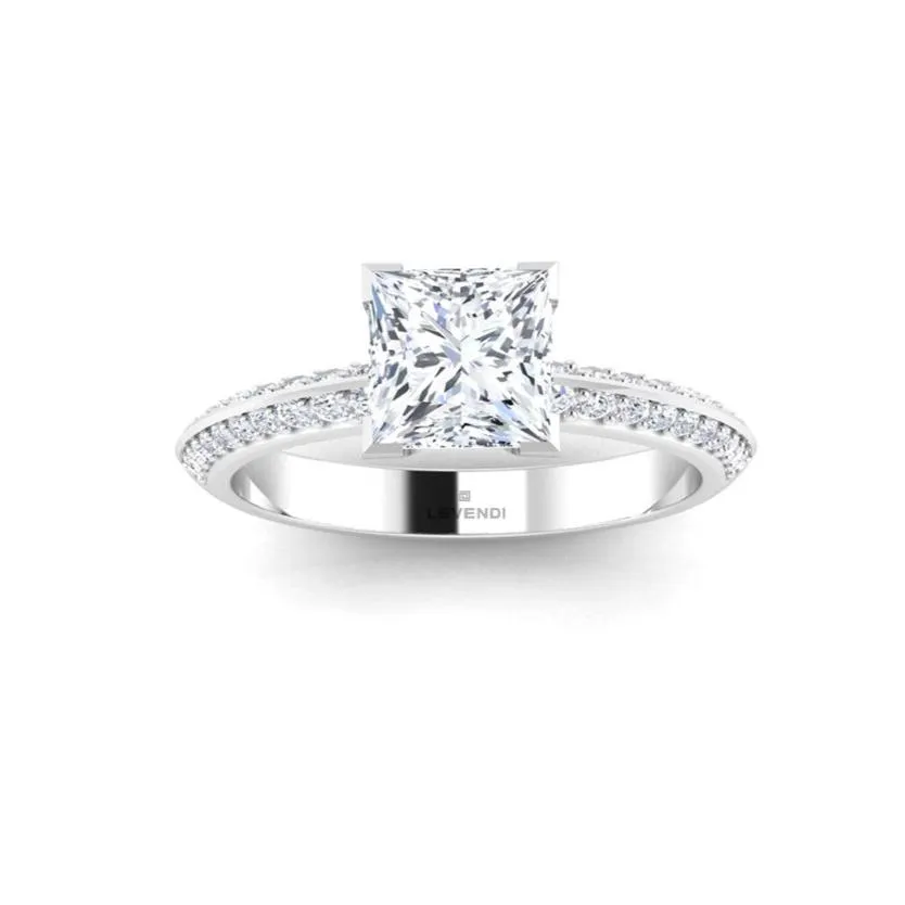 Princess Double Row Engagement Ring