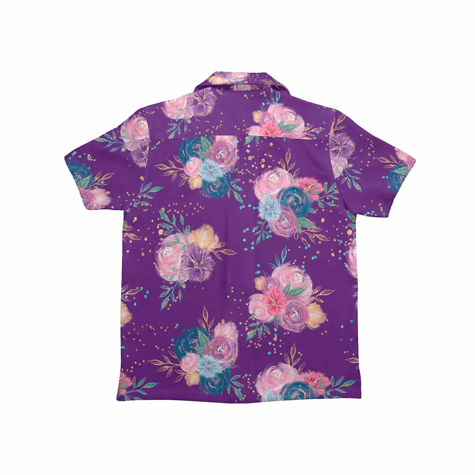 Purple Floral  Little Boys Hawaiian Shirt