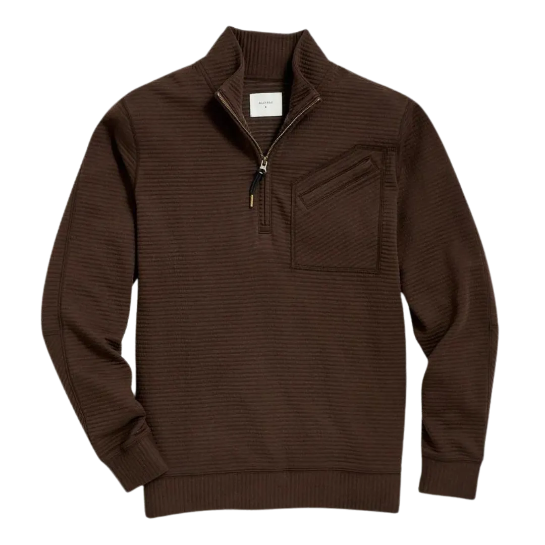 Quilted Half Zip - Chocolate