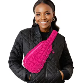 Quilted Sling Bag Fuchsia Crossbody Bag for Women