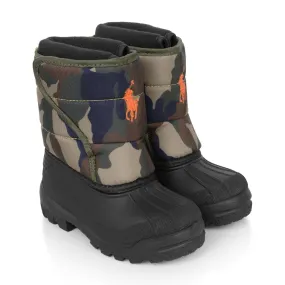 Ralph Lauren Boys Olive Camouflage Hamilten Snow Boots