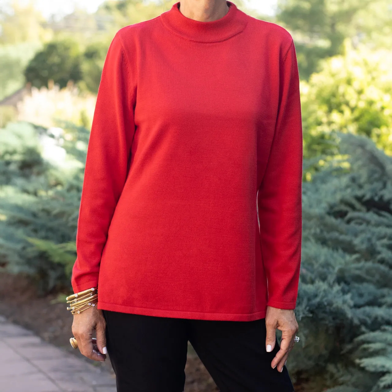 Red Mock Neck Sweater