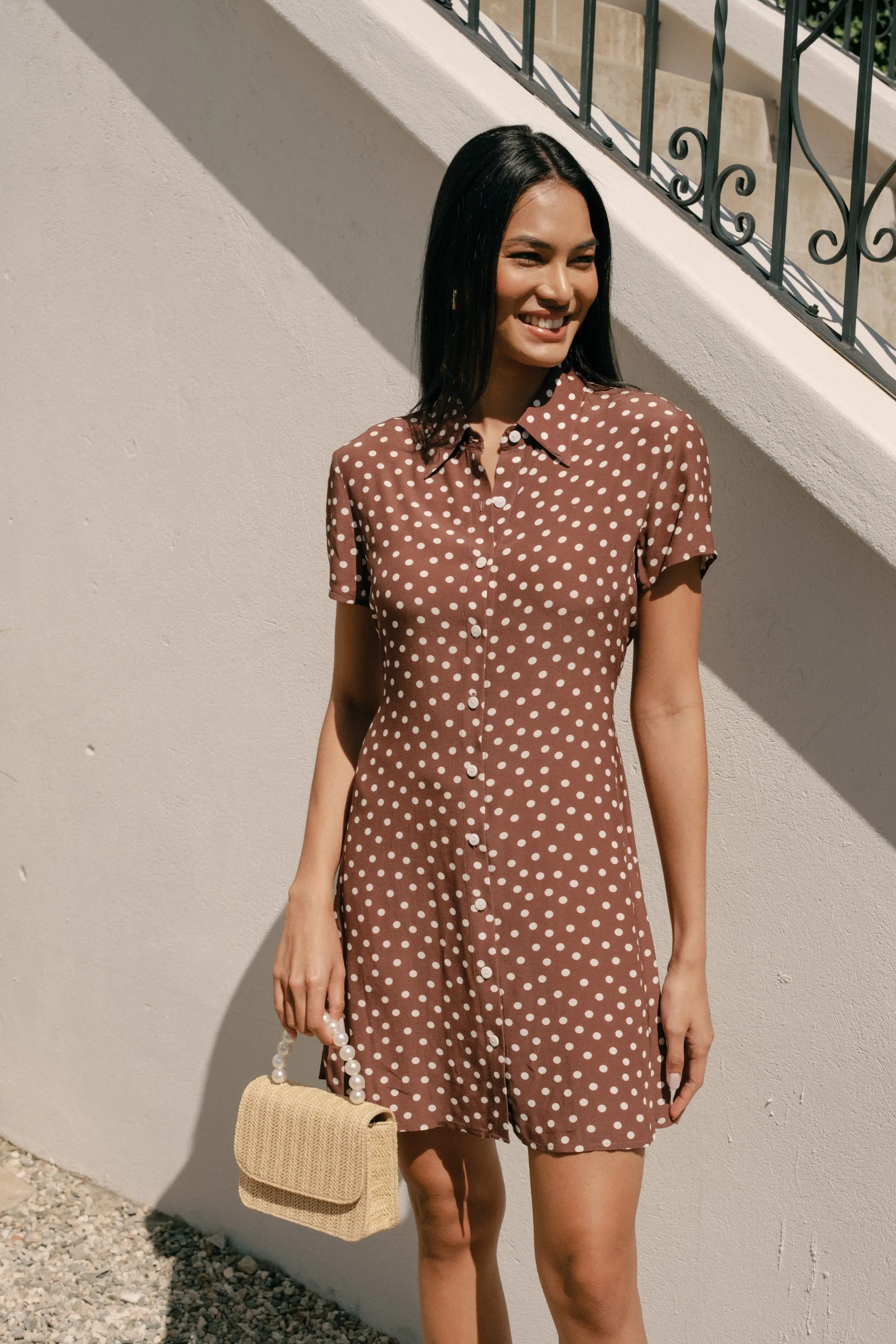 Ronnie Dress in Brown Polka Dots