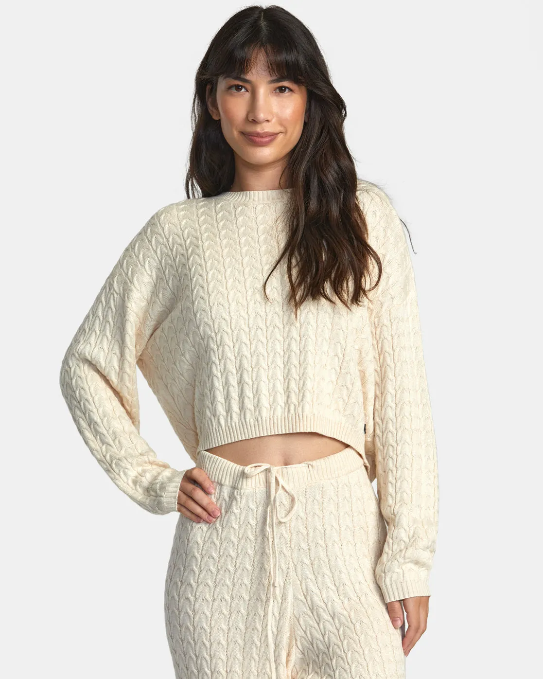 RVCA SOFT CABLE CROPPED SWEATER - TFH0