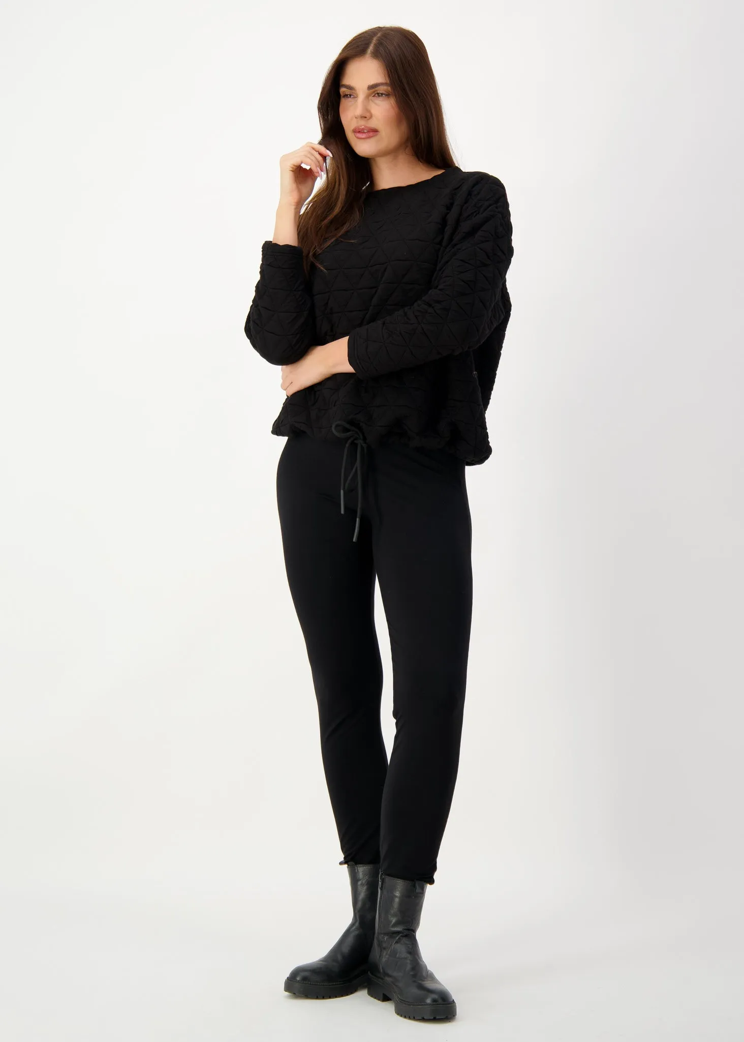 Sacha Oversized Quilted Bamboo Sweater - Black