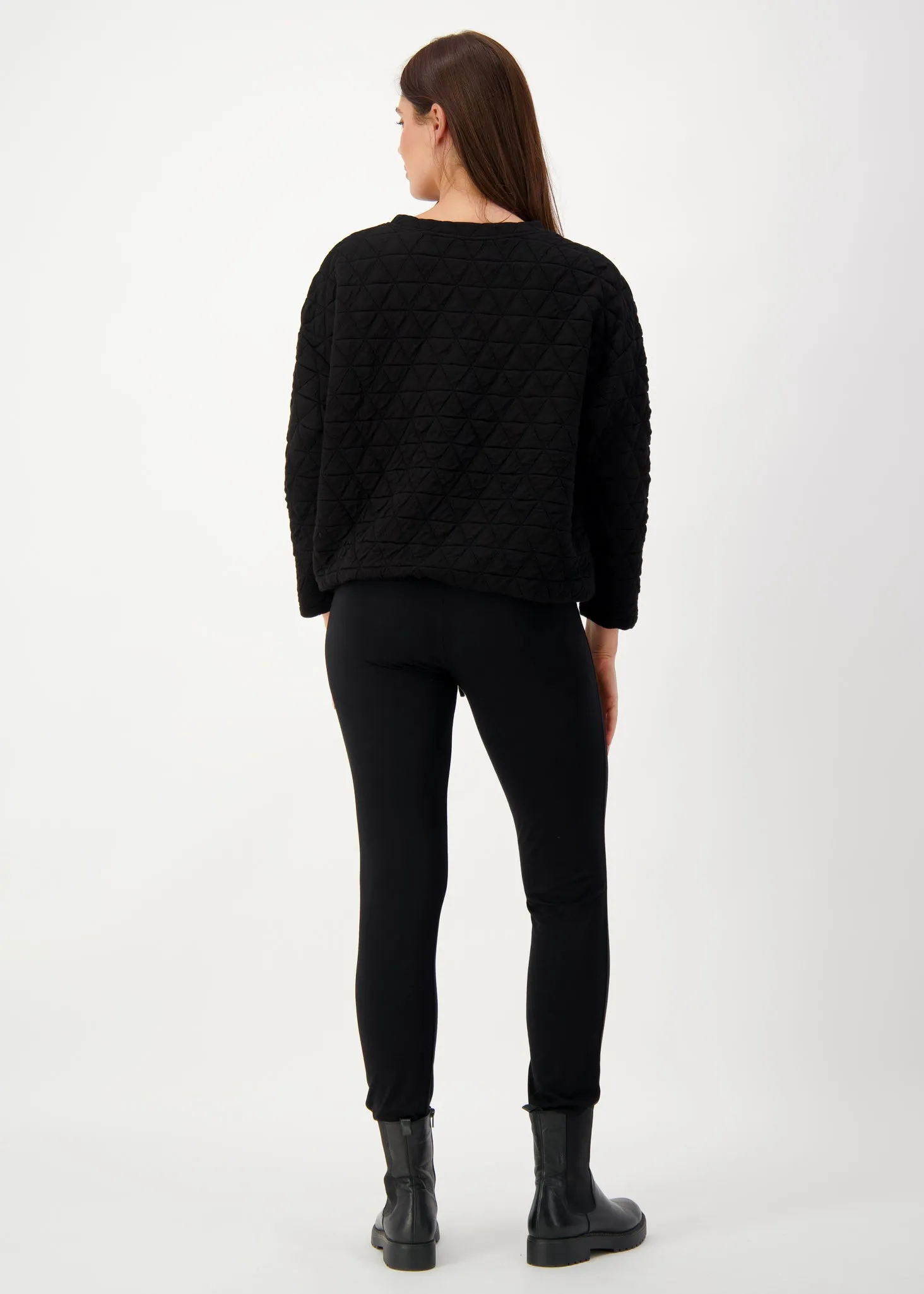 Sacha Oversized Quilted Bamboo Sweater - Black