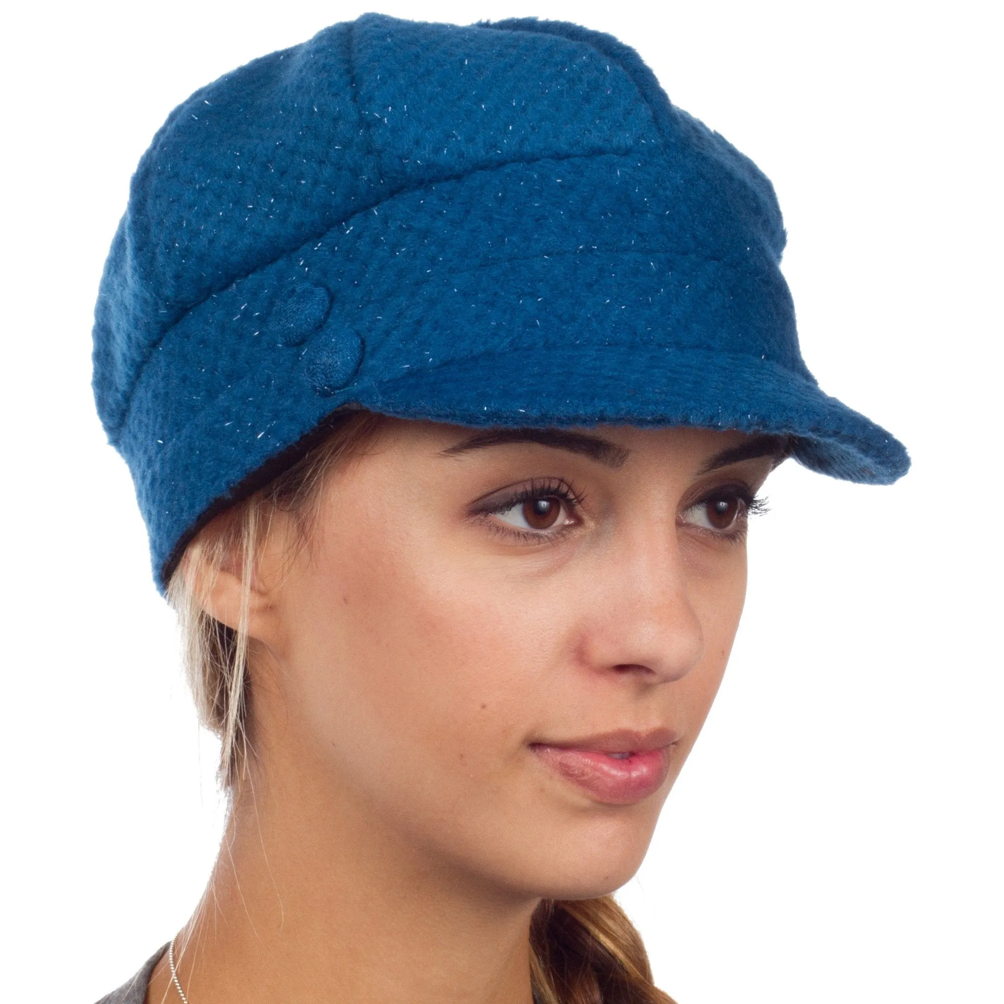 Sakkas Womens Wool Blend Newsboy / Cabbie Winter Hat / Cap with Buttoned Detail