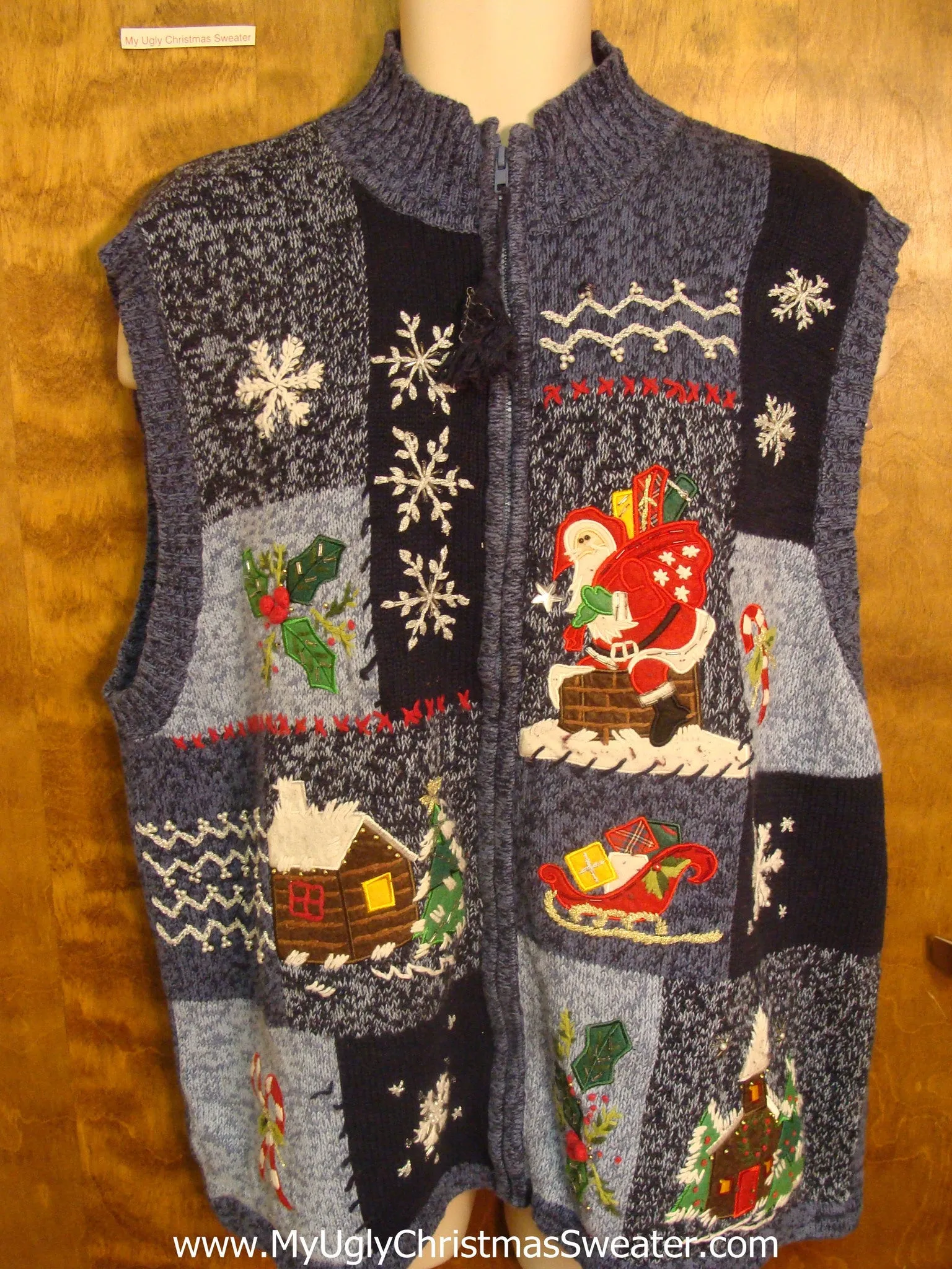 Santa Delivering Presents Funny Christmas Sweater Vest