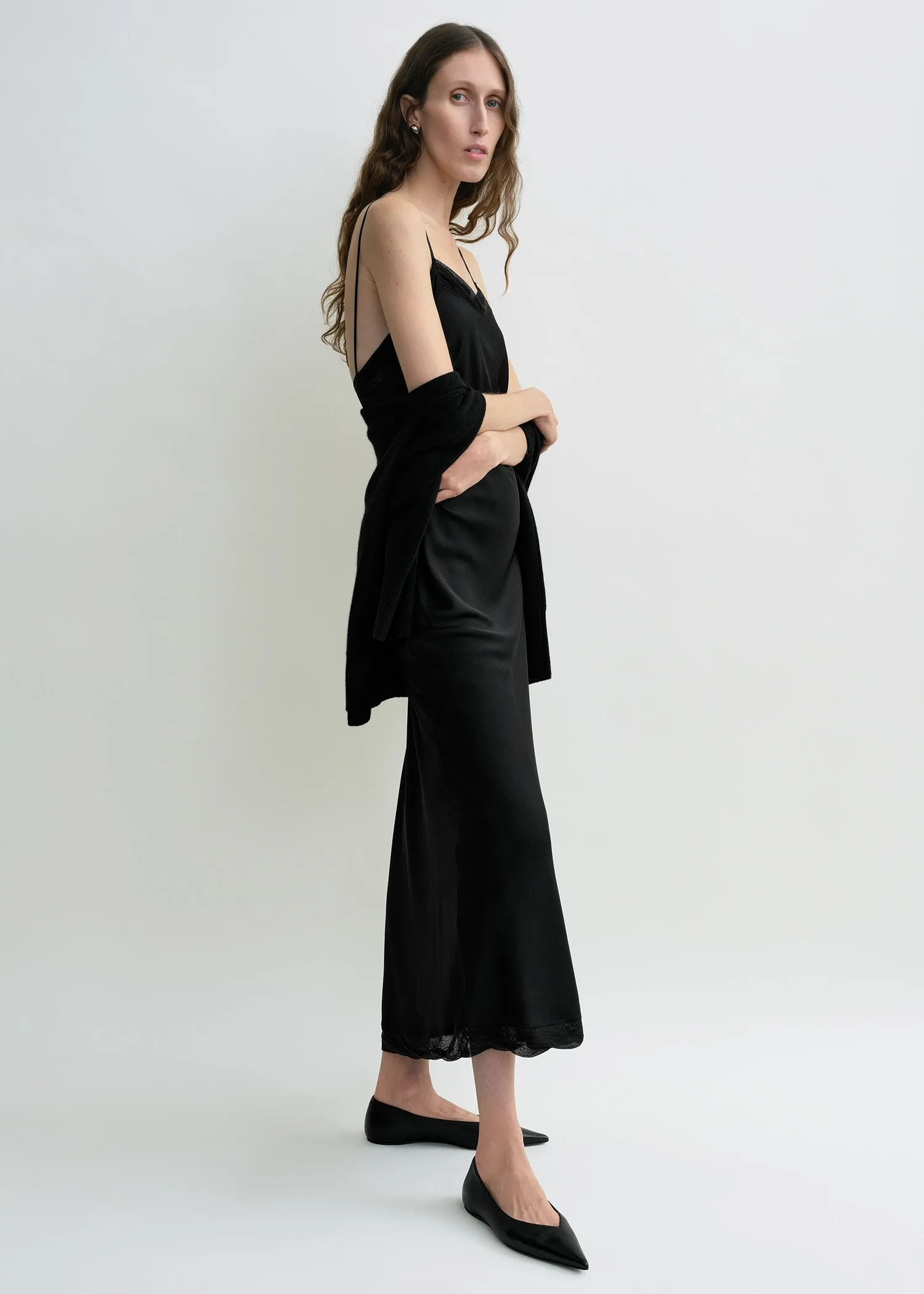 Satin slip dress black