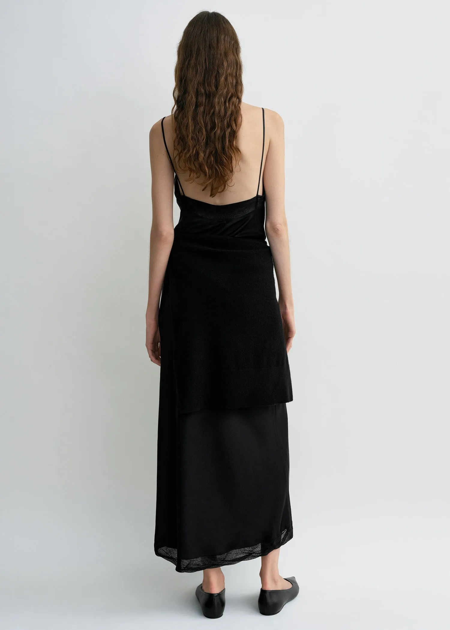 Satin slip dress black