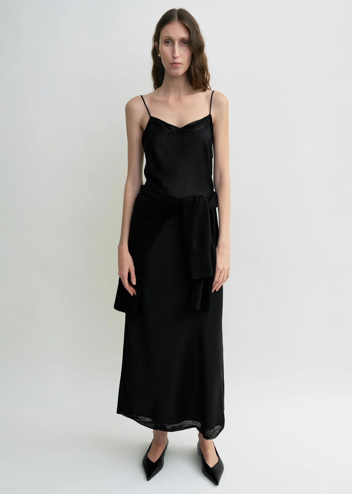 Satin slip dress black