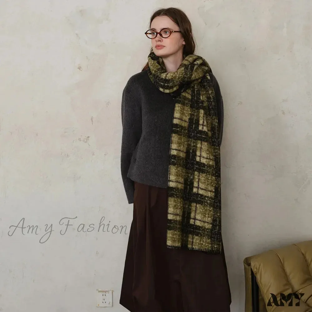 Scottish Woolen Plaid Scarf for Women - Autumn/Winter Shawl